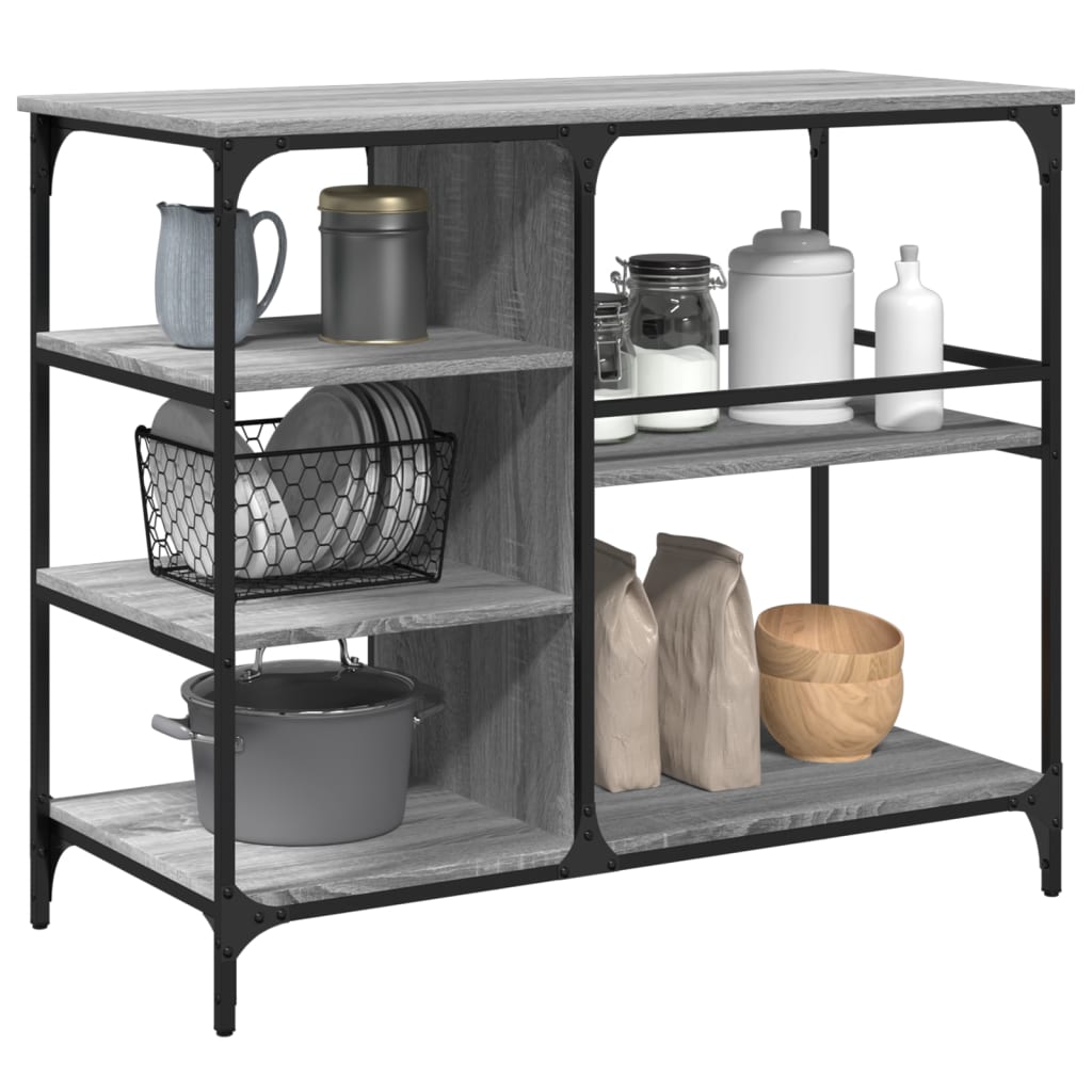 vidaXL Kitchen Trolley Grey Sonoma 100x45x89.5 cm Engineered Wood