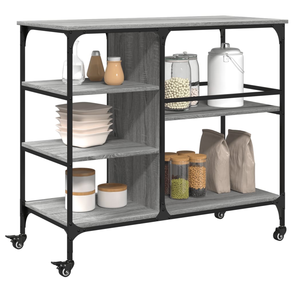 vidaXL Kitchen Trolley Grey Sonoma 100x45x89.5 cm Engineered Wood