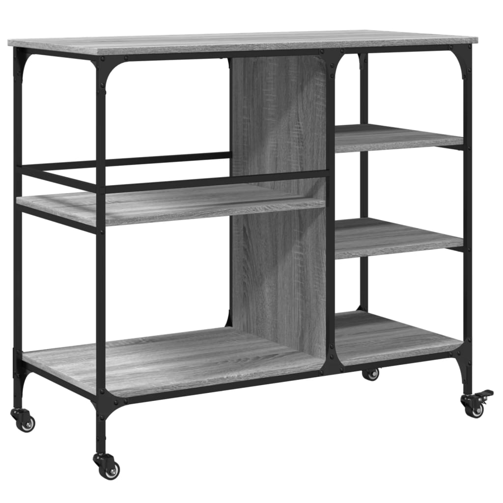 vidaXL Kitchen Trolley Grey Sonoma 100x45x89.5 cm Engineered Wood