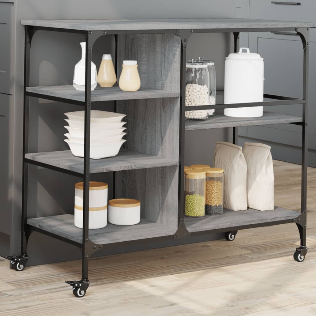 vidaXL Kitchen Trolley Grey Sonoma 100x45x89.5 cm Engineered Wood