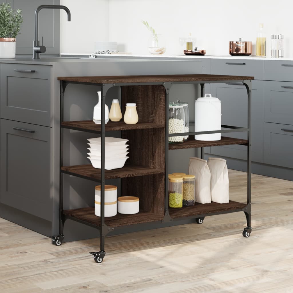 Kitchen Trolley Brown Oak 100x45x89,5 cm Engineered Wood