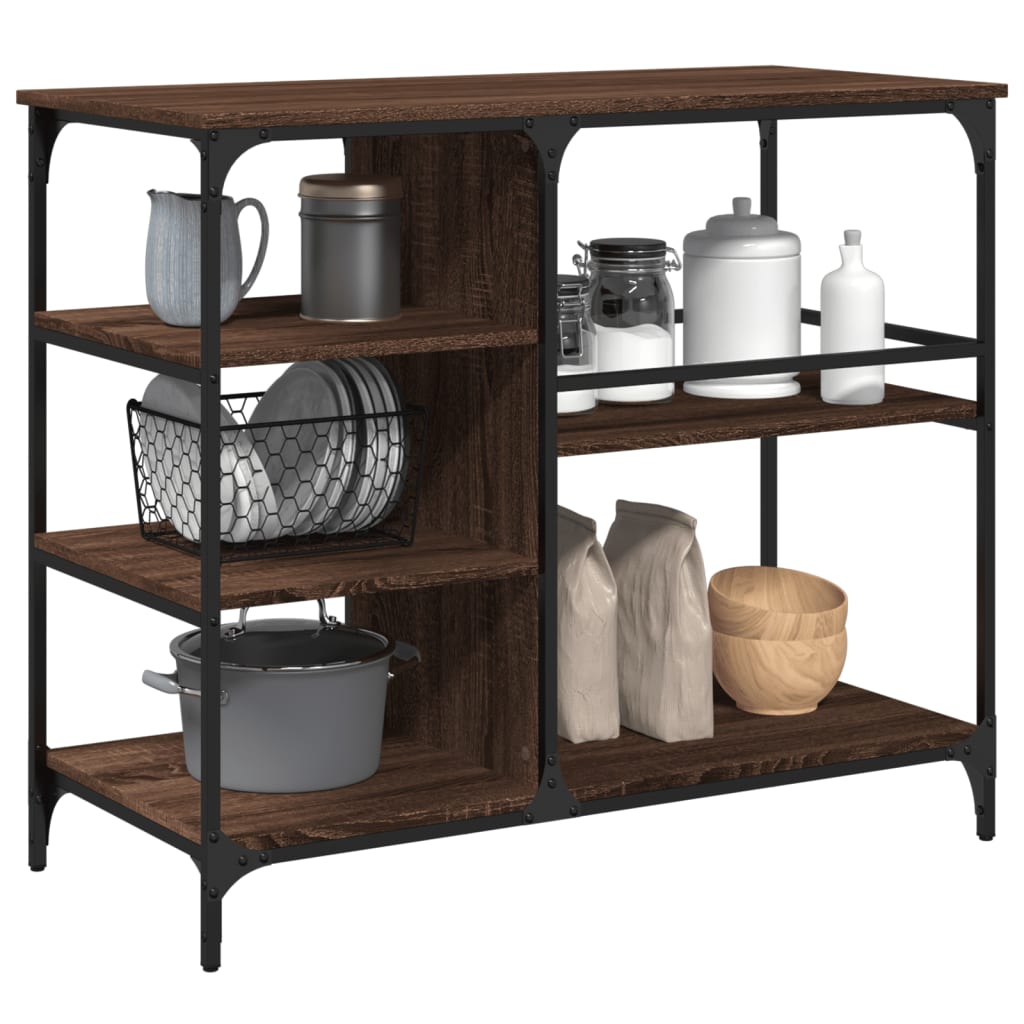 Kitchen Trolley Brown Oak 100x45x89,5 cm Engineered Wood