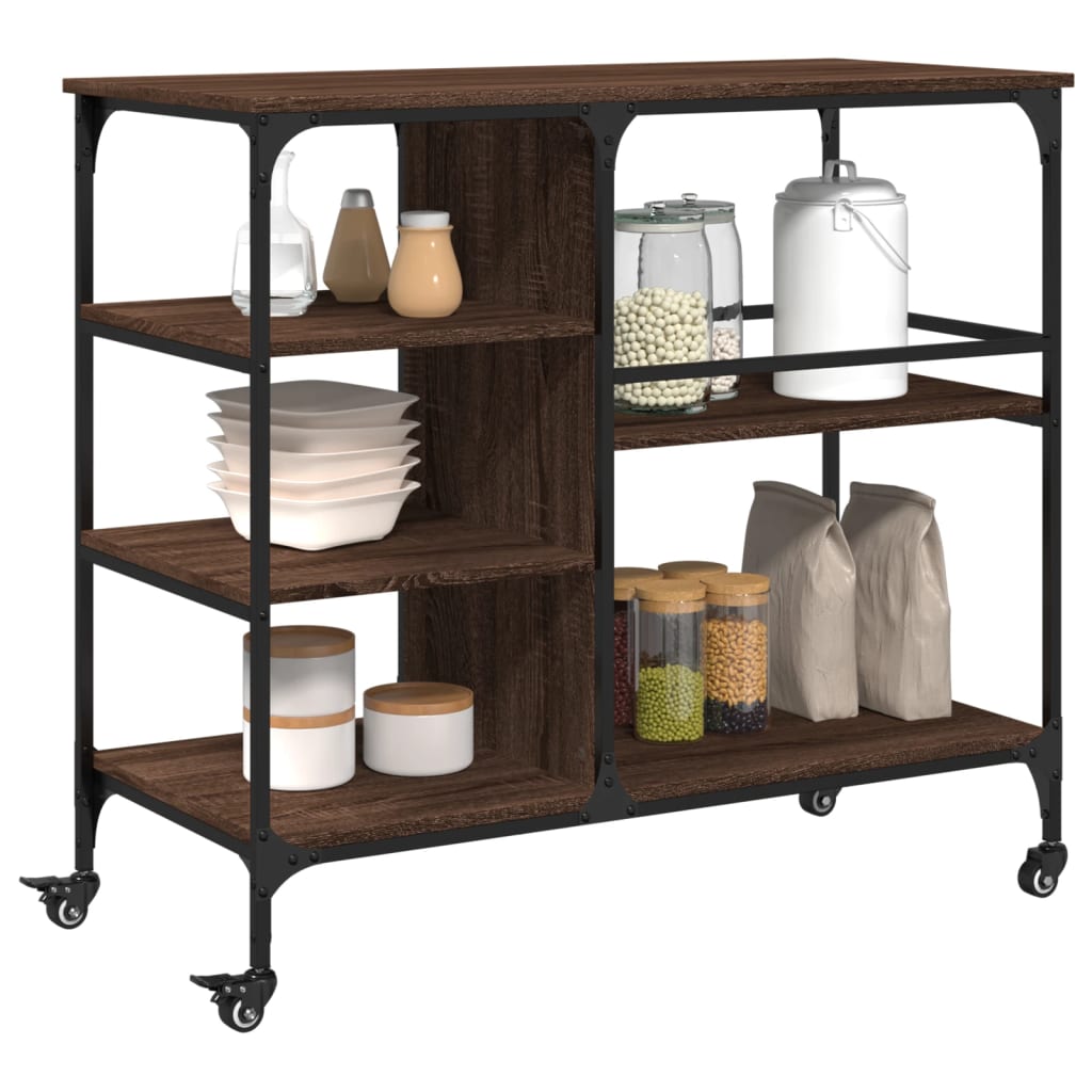 Kitchen Trolley Brown Oak 100x45x89,5 cm Engineered Wood