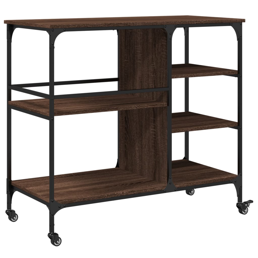 Kitchen Trolley Brown Oak 100x45x89,5 cm Engineered Wood