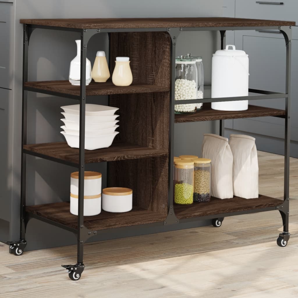 Kitchen Trolley Brown Oak 100x45x89,5 cm Engineered Wood