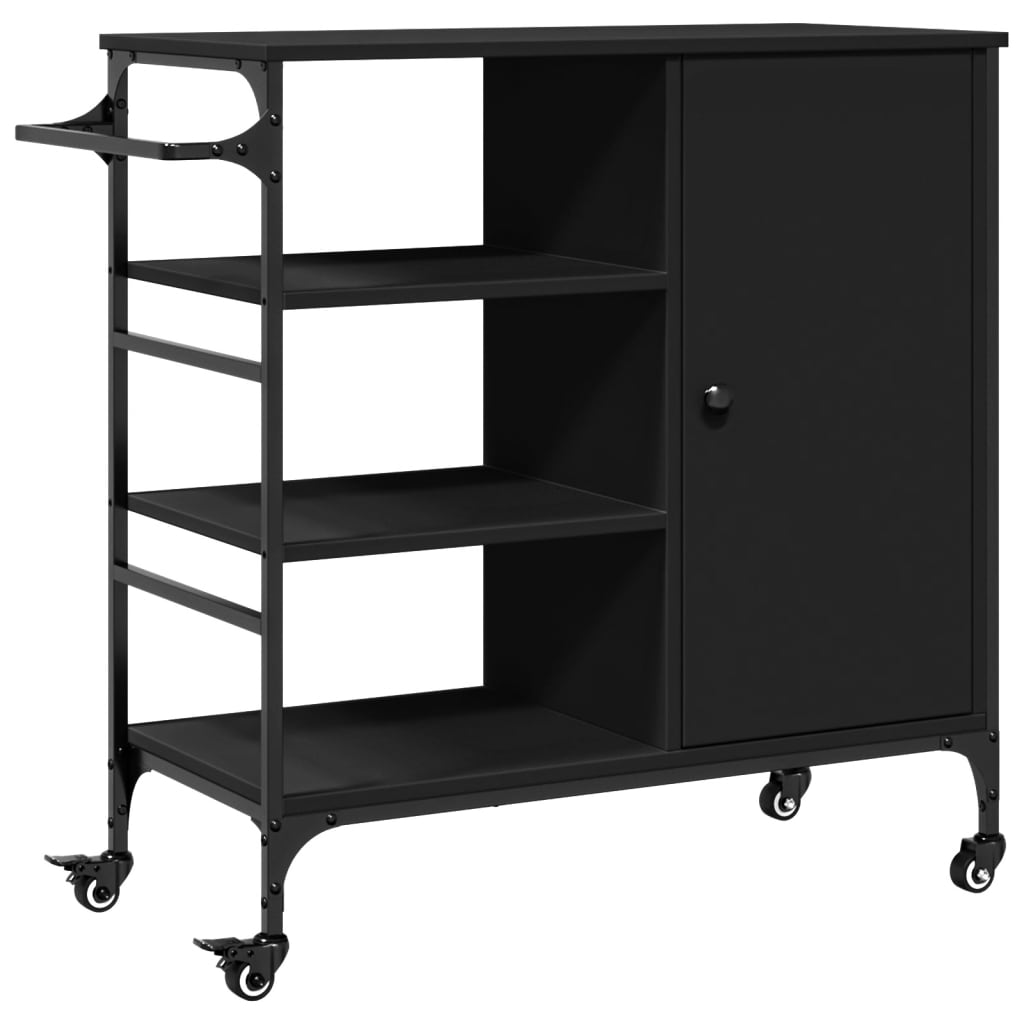 Kitchen Trolley Black 87,5x38,5x84,5 cm Engineered Wood