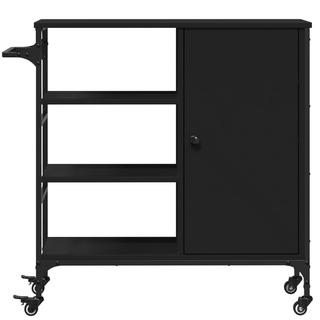 Kitchen Trolley Black 87,5x38,5x84,5 cm Engineered Wood