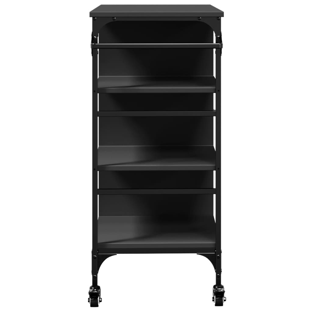 Kitchen Trolley Black 87,5x38,5x84,5 cm Engineered Wood
