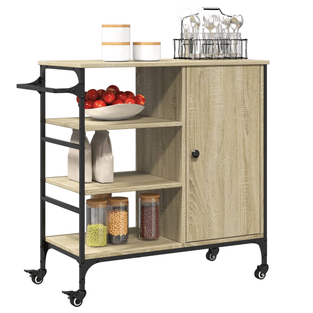 vidaXL Kitchen Trolley Sonoma Oak 87.5x38.5x84.5 cm Engineered Wood