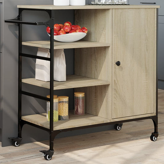 vidaXL Kitchen Trolley Sonoma Oak 87.5x38.5x84.5 cm Engineered Wood