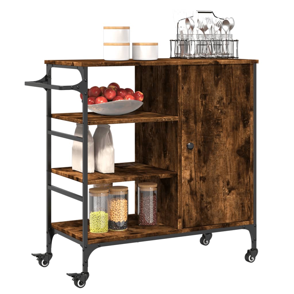 Kitchen Trolley Smoked Oak 87,5x38,5x84,5 cm Engineered Wood