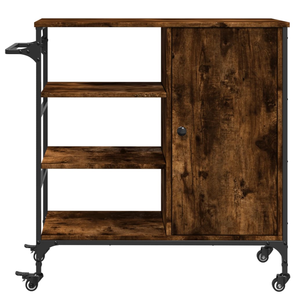 Kitchen Trolley Smoked Oak 87,5x38,5x84,5 cm Engineered Wood