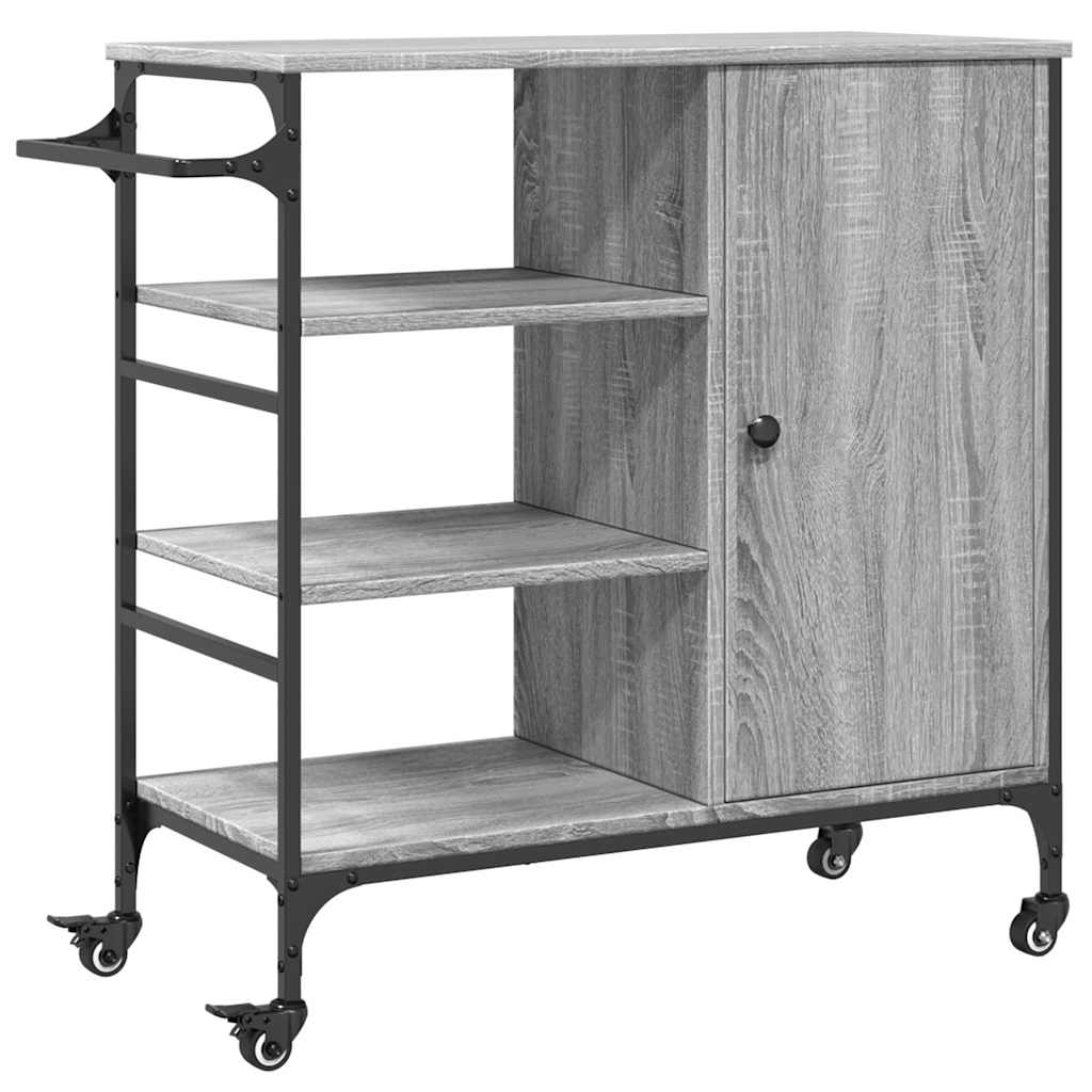 Kitchen Trolley Grey Sonoma 87,5x38,5x84,5 cm Engineered Wood