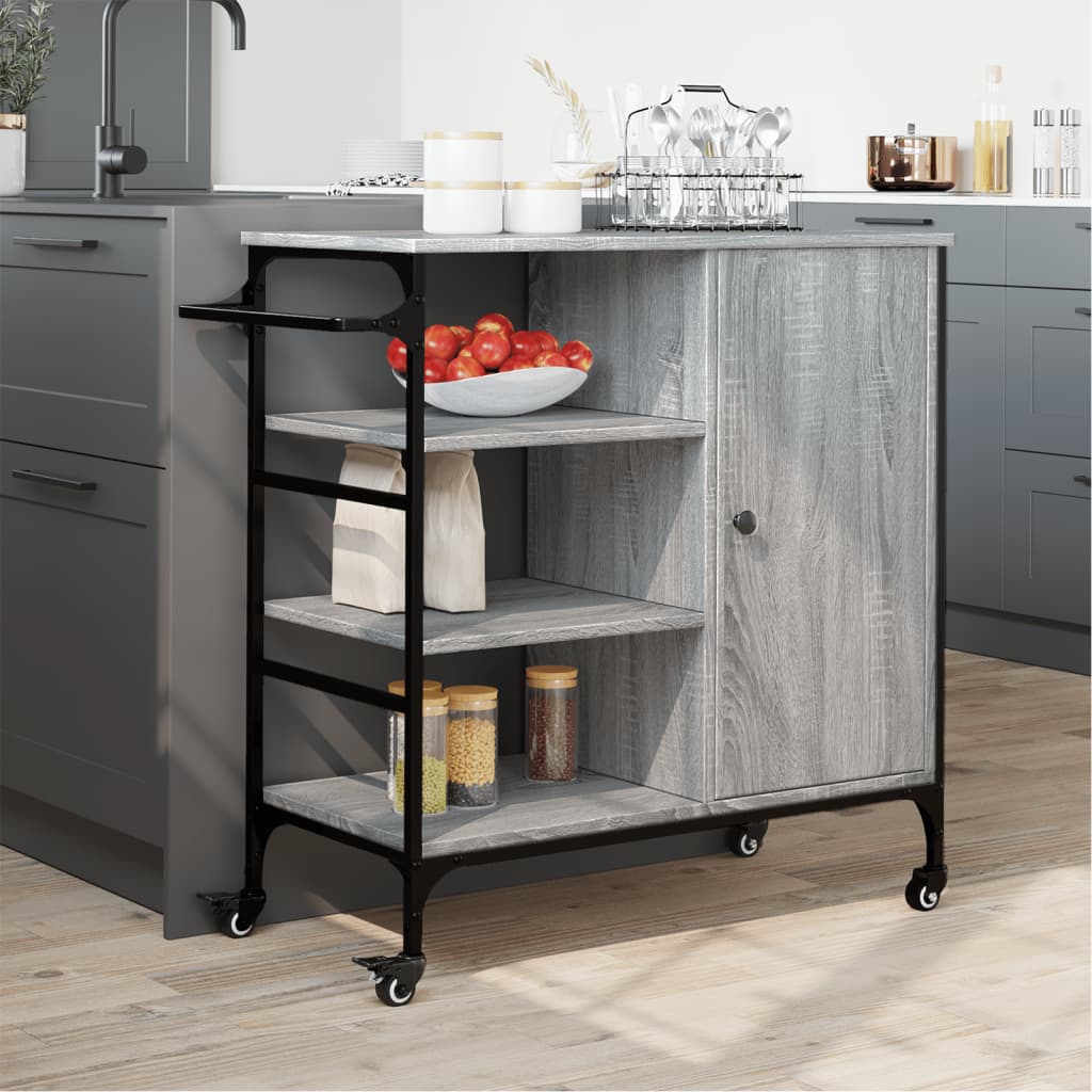 Kitchen Trolley Grey Sonoma 87,5x38,5x84,5 cm Engineered Wood