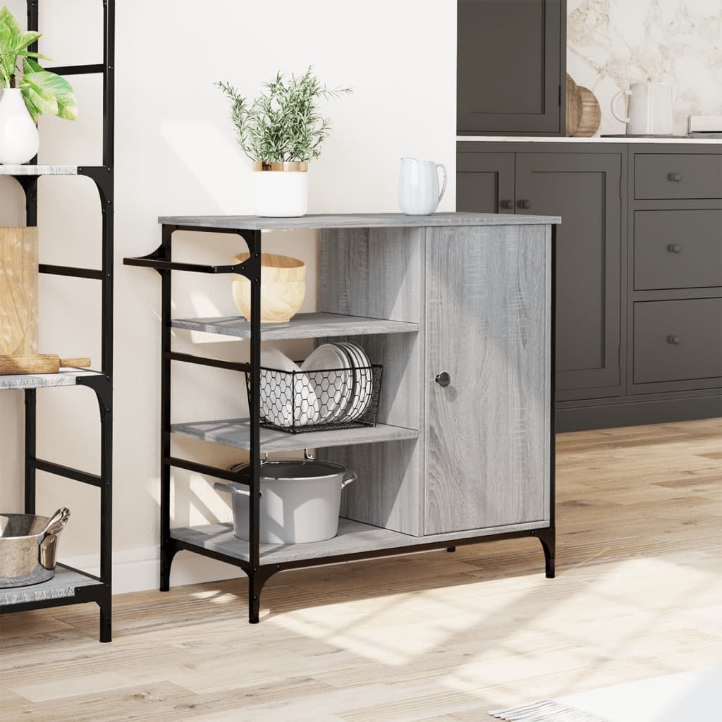 Kitchen Trolley Grey Sonoma 87,5x38,5x84,5 cm Engineered Wood