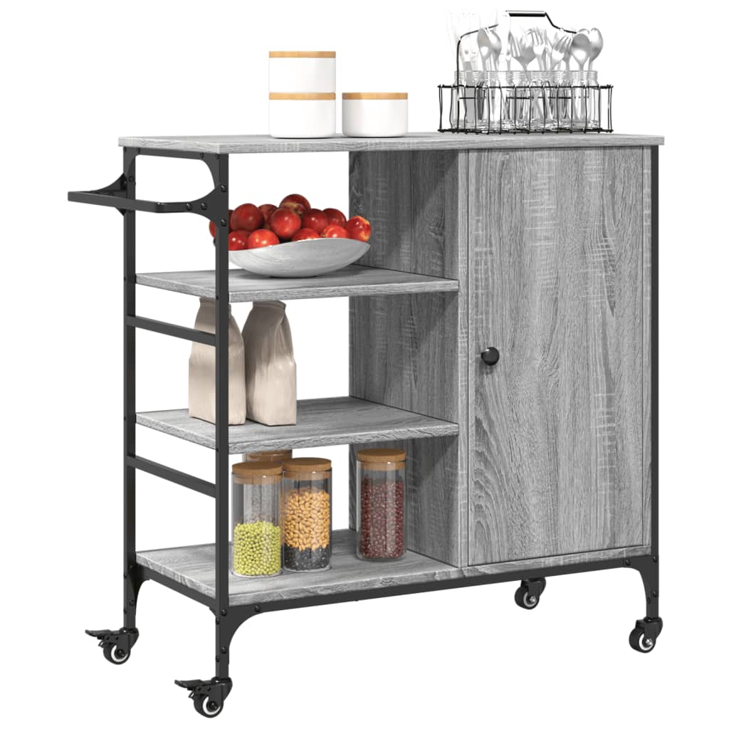Kitchen Trolley Grey Sonoma 87,5x38,5x84,5 cm Engineered Wood