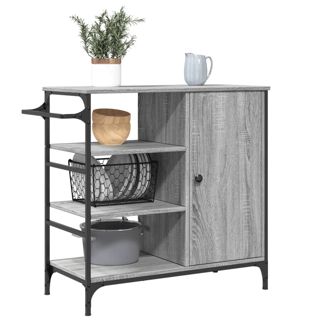 Kitchen Trolley Grey Sonoma 87,5x38,5x84,5 cm Engineered Wood