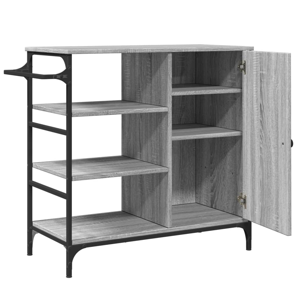 Kitchen Trolley Grey Sonoma 87,5x38,5x84,5 cm Engineered Wood