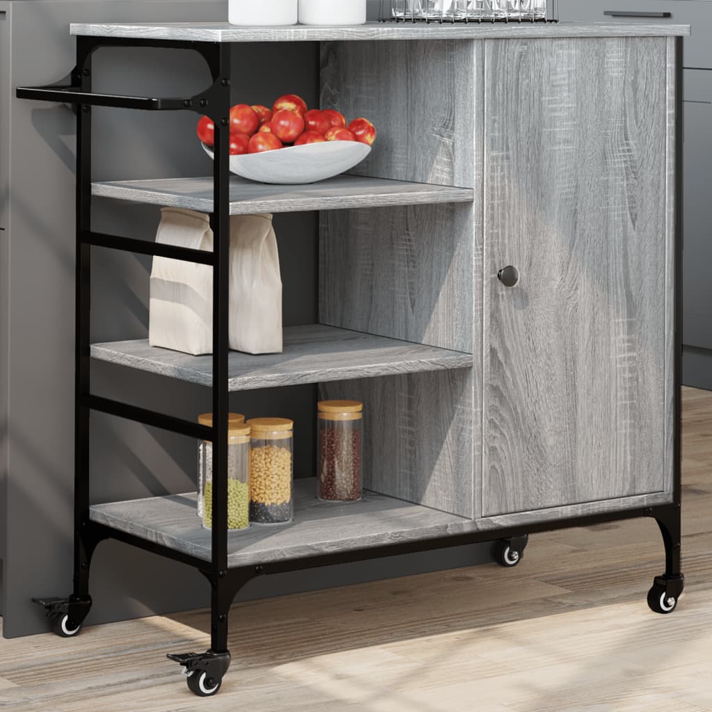Kitchen Trolley Grey Sonoma 87,5x38,5x84,5 cm Engineered Wood