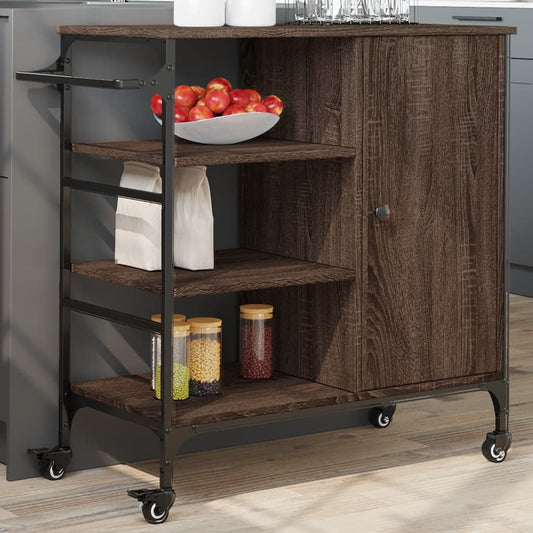 vidaXL Kitchen Trolley Brown Oak 87.5x38.5x84.5 cm Engineered Wood