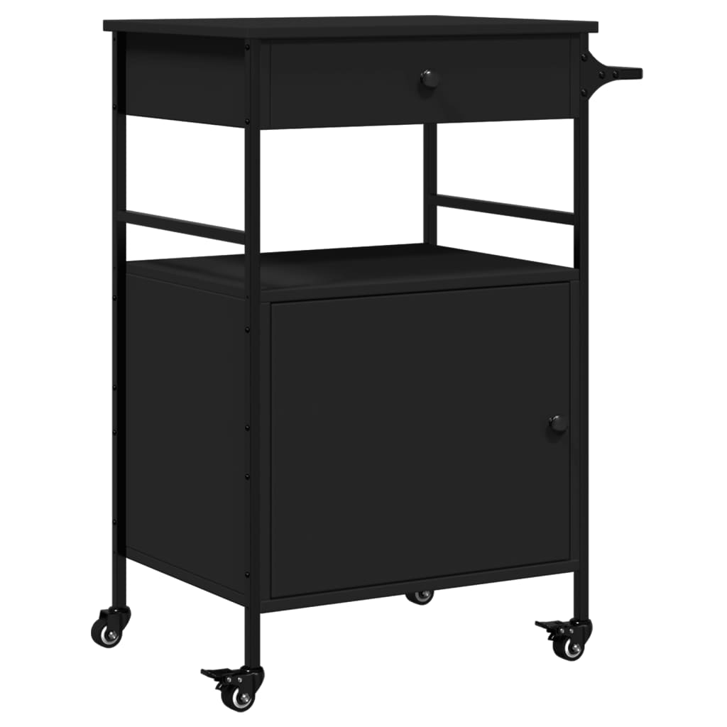 vidaXL Kitchen Trolley Black 56x43x89.5 cm Engineered Wood