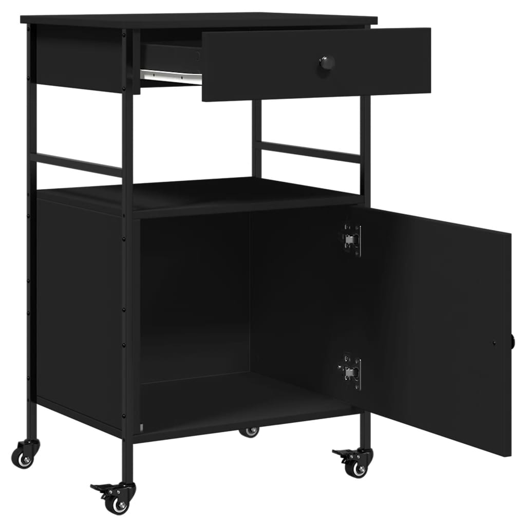 vidaXL Kitchen Trolley Black 56x43x89.5 cm Engineered Wood