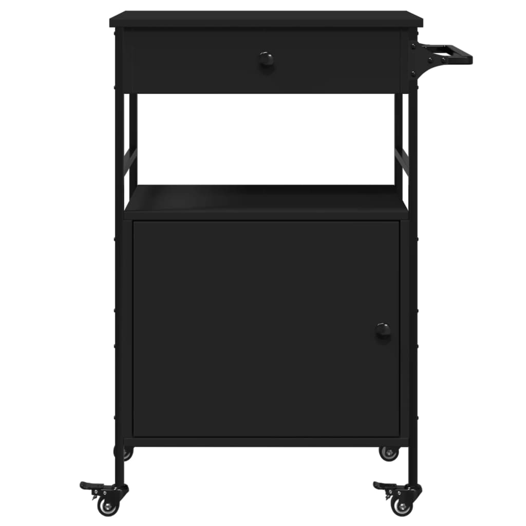 vidaXL Kitchen Trolley Black 56x43x89.5 cm Engineered Wood