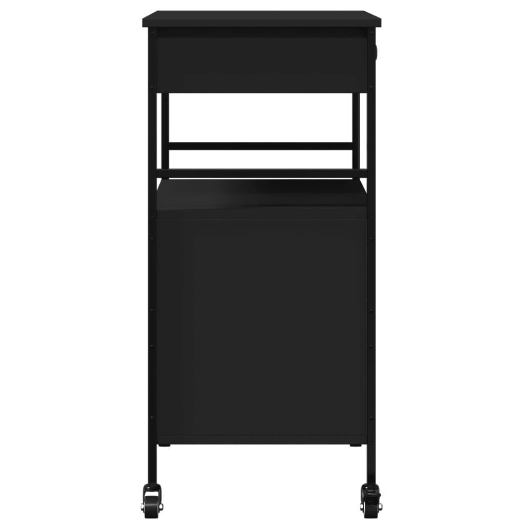 vidaXL Kitchen Trolley Black 56x43x89.5 cm Engineered Wood