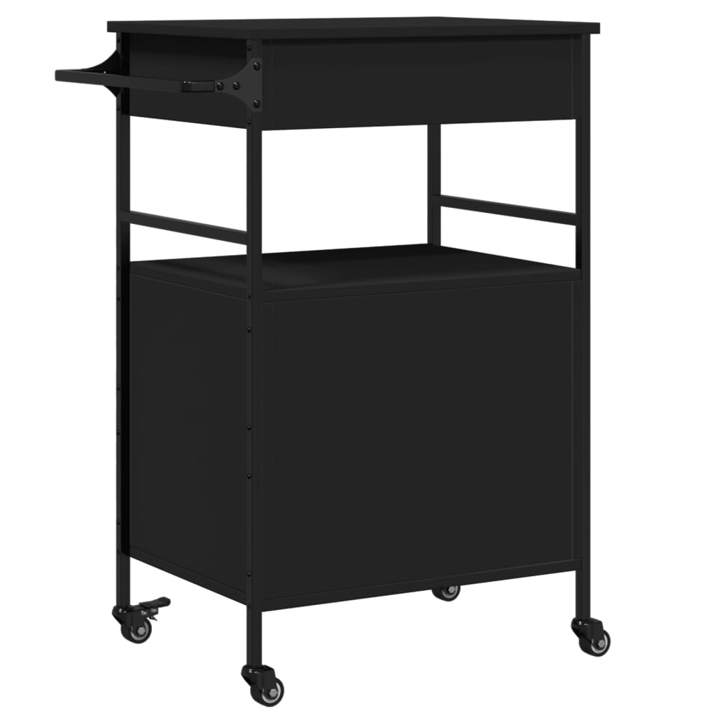 vidaXL Kitchen Trolley Black 56x43x89.5 cm Engineered Wood