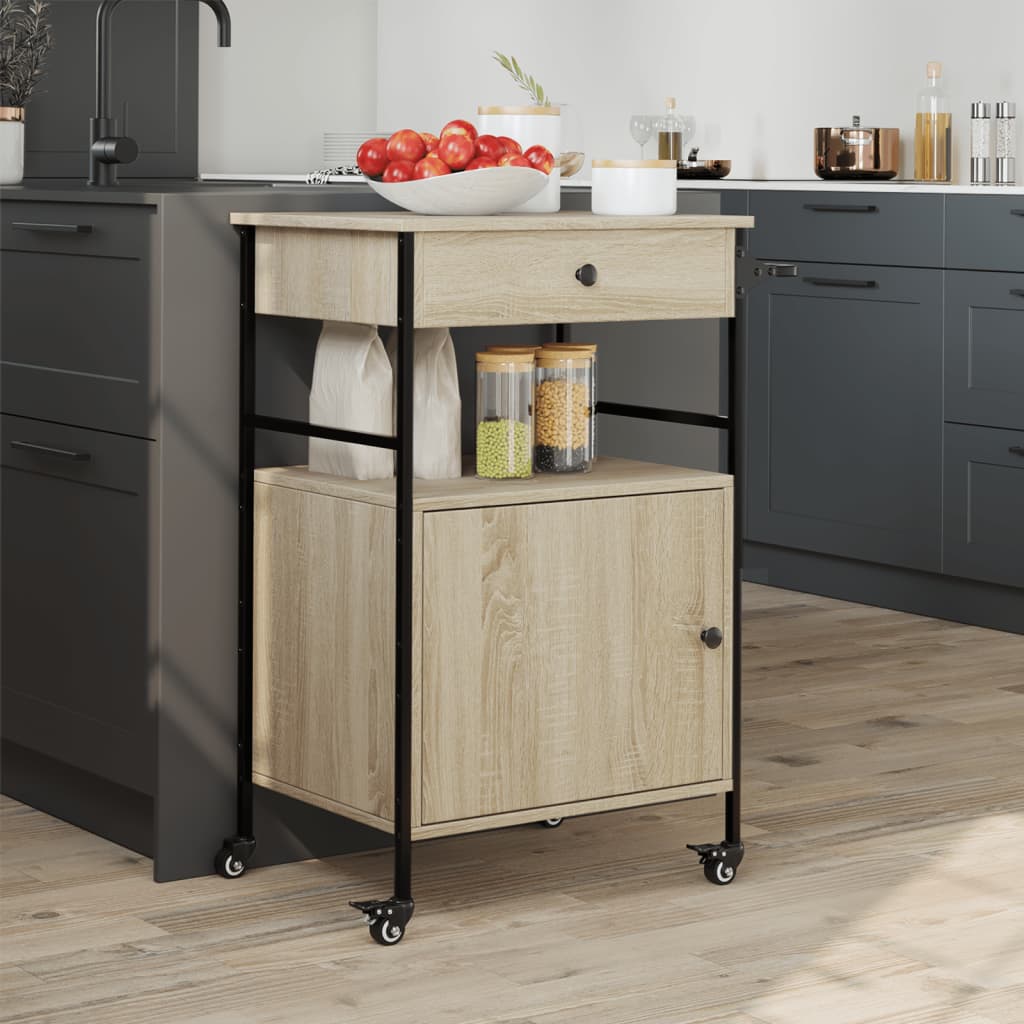Kitchen Trolley Sonoma Oak 56x43x89,5 cm Engineered Wood