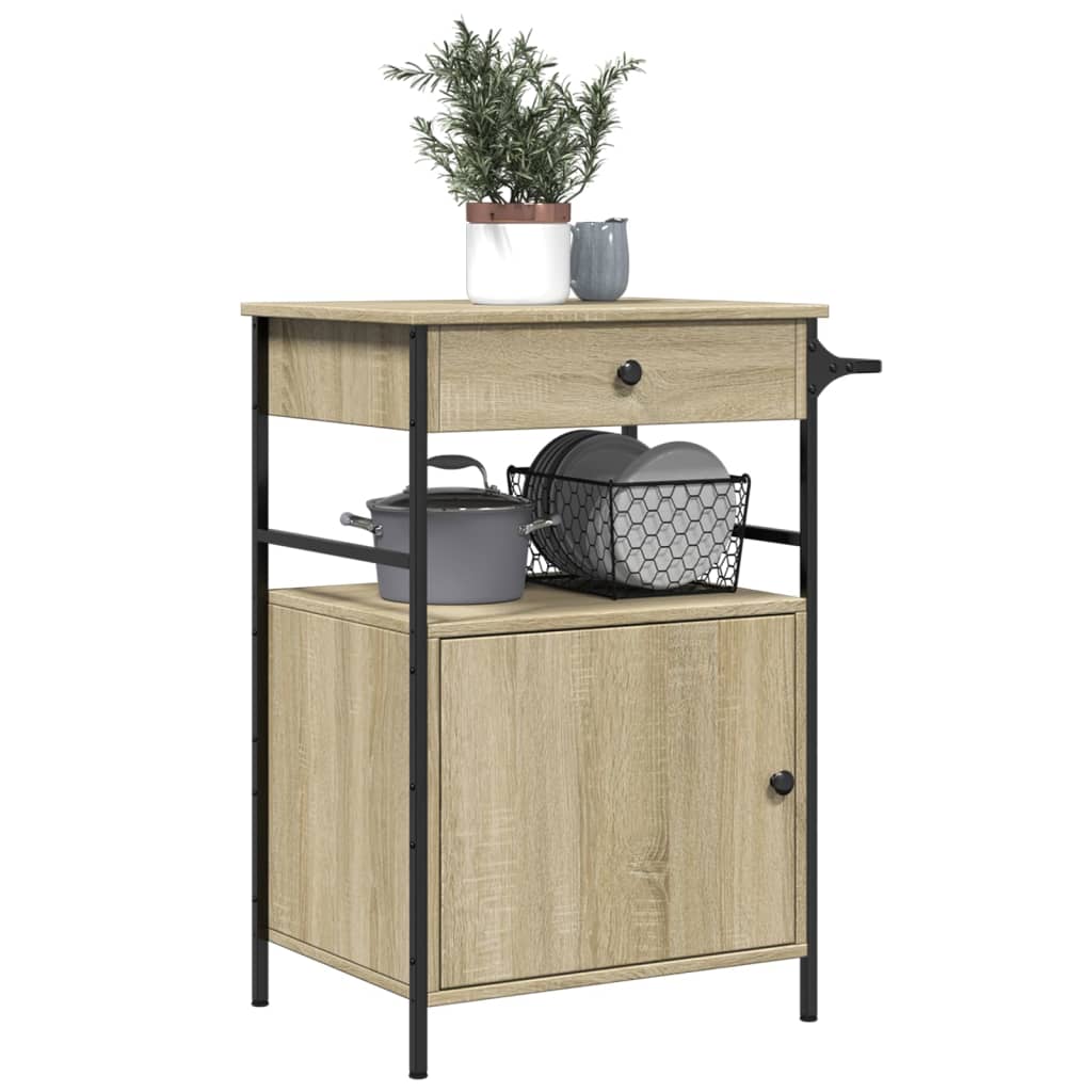 Kitchen Trolley Sonoma Oak 56x43x89,5 cm Engineered Wood