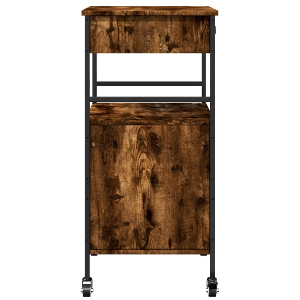 Kitchen Trolley Smoked Oak 56x43x89,5 cm Engineered Wood