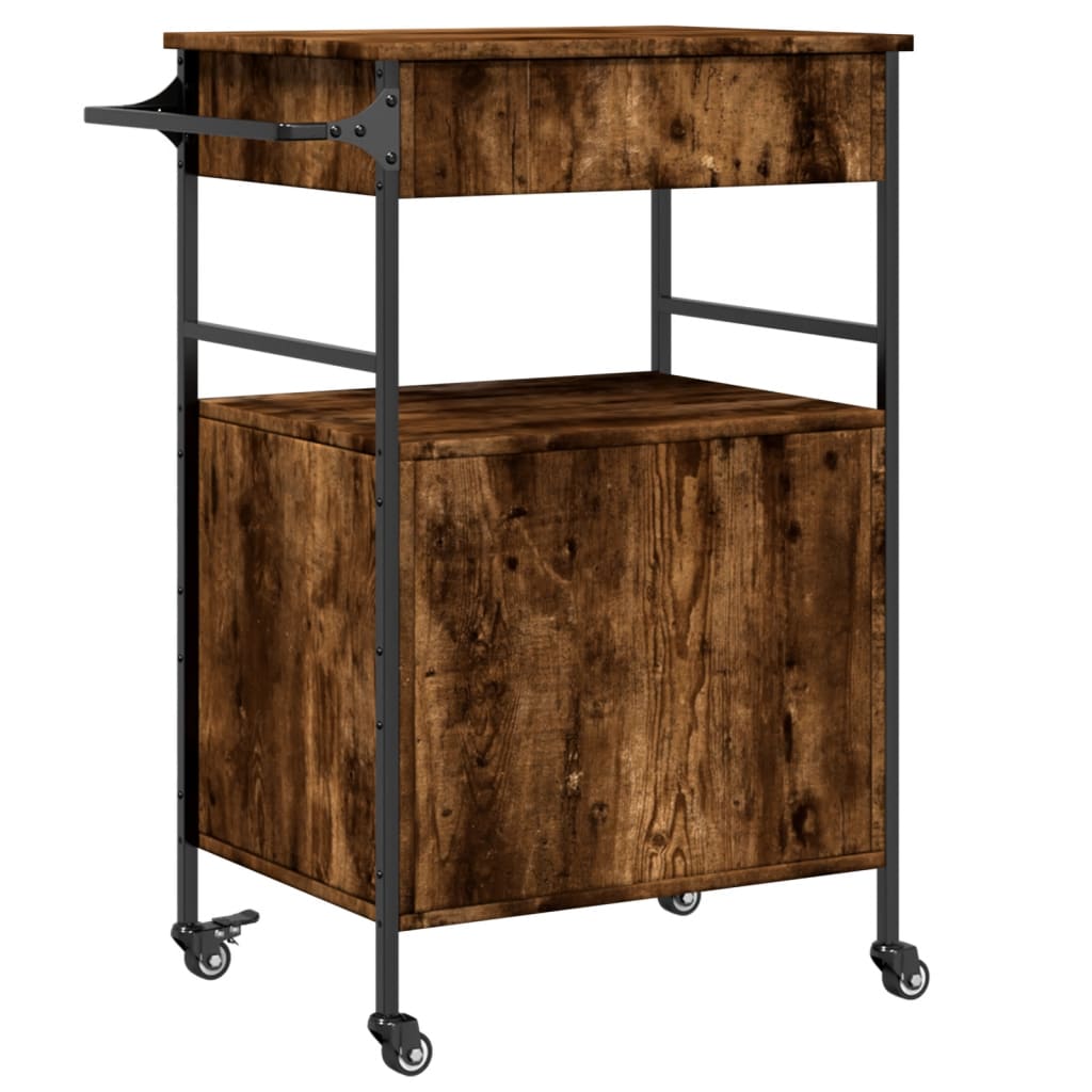 Kitchen Trolley Smoked Oak 56x43x89,5 cm Engineered Wood