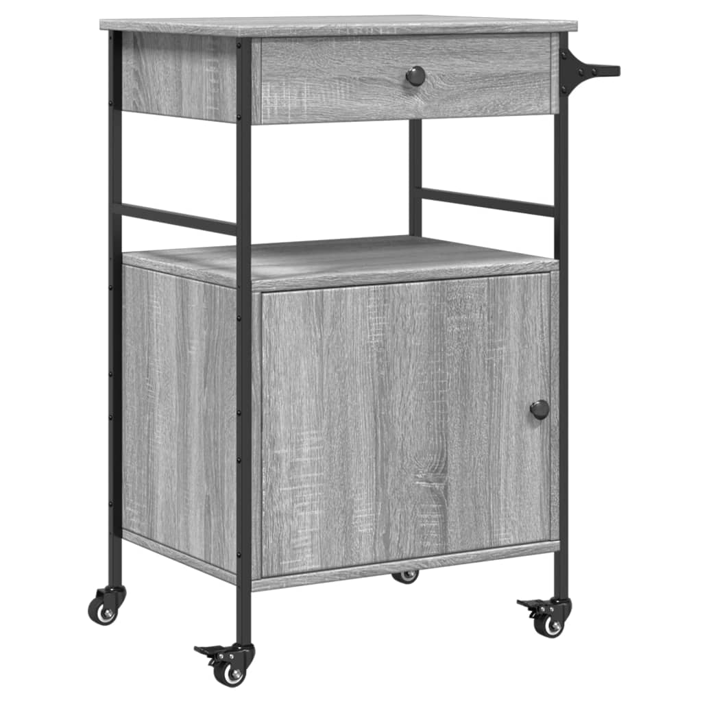 vidaXL Kitchen Trolley Grey Sonoma 56x43x89.5 cm Engineered Wood