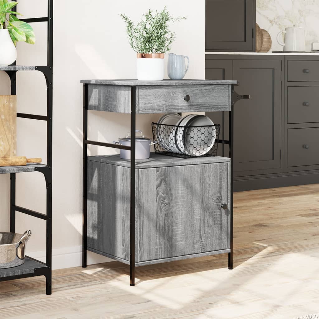Kitchen Trolley Grey Sonoma 56x43x89,5 cm Engineered Wood