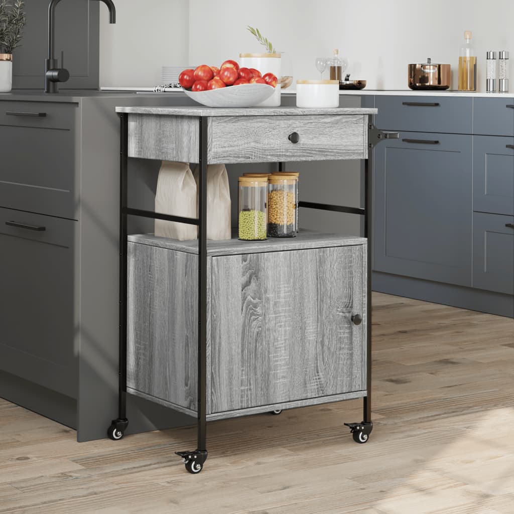 Kitchen Trolley Grey Sonoma 56x43x89,5 cm Engineered Wood