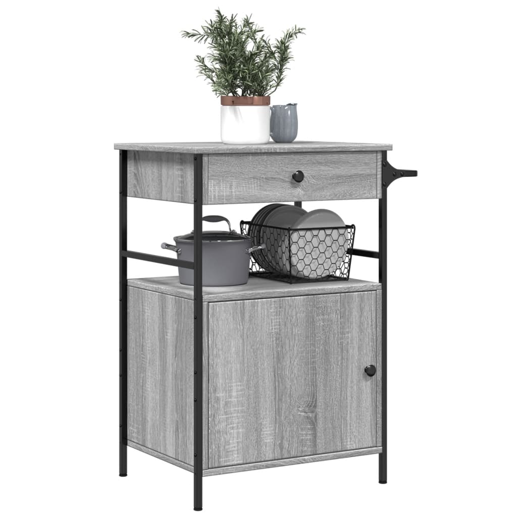 Kitchen Trolley Grey Sonoma 56x43x89,5 cm Engineered Wood