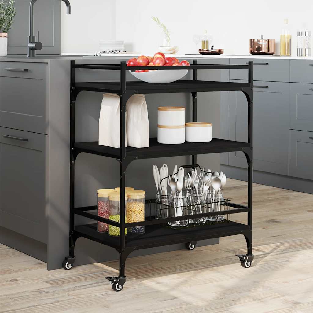Kitchen Trolley Black 65x40x86,5 cm Engineered Wood