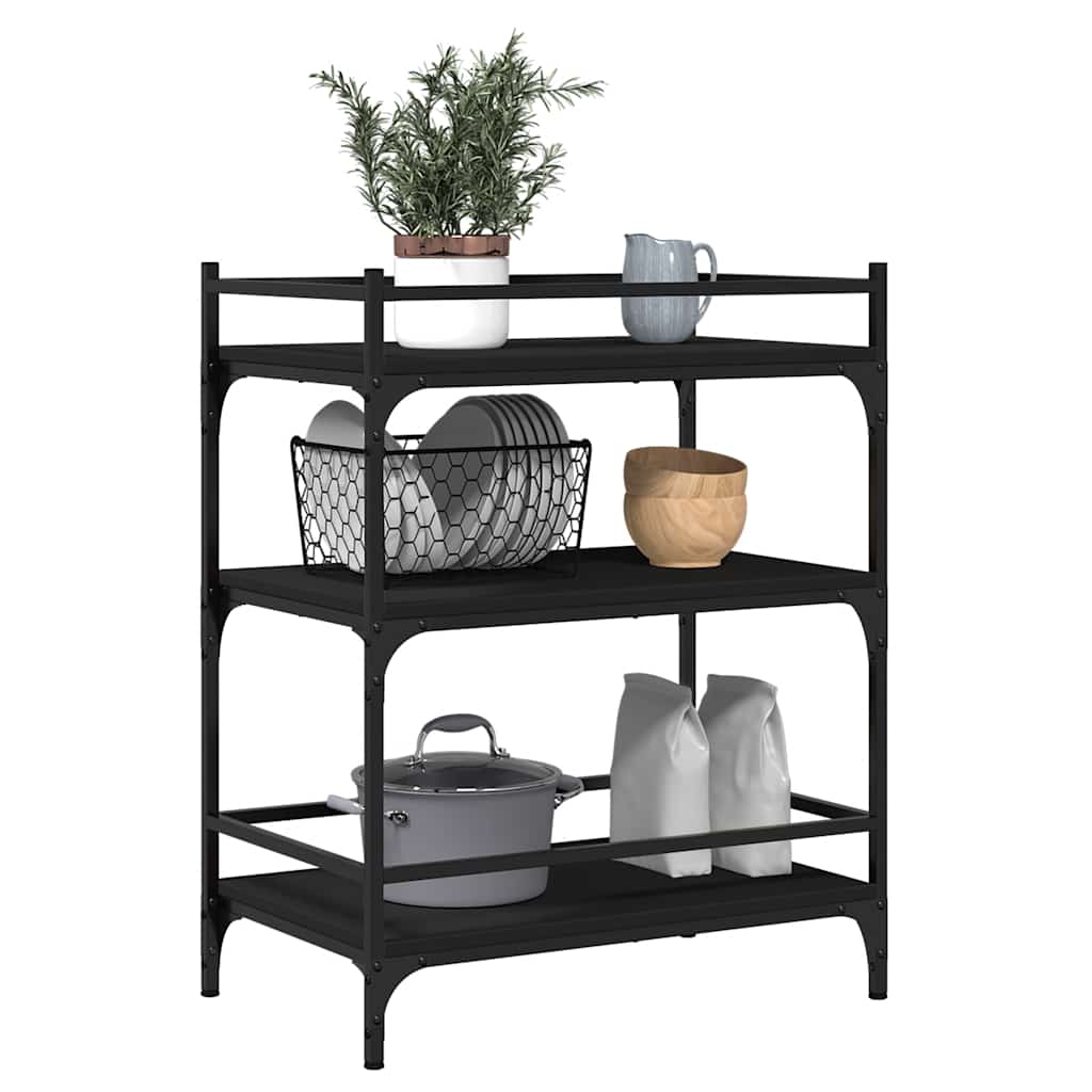 Kitchen Trolley Black 65x40x86,5 cm Engineered Wood