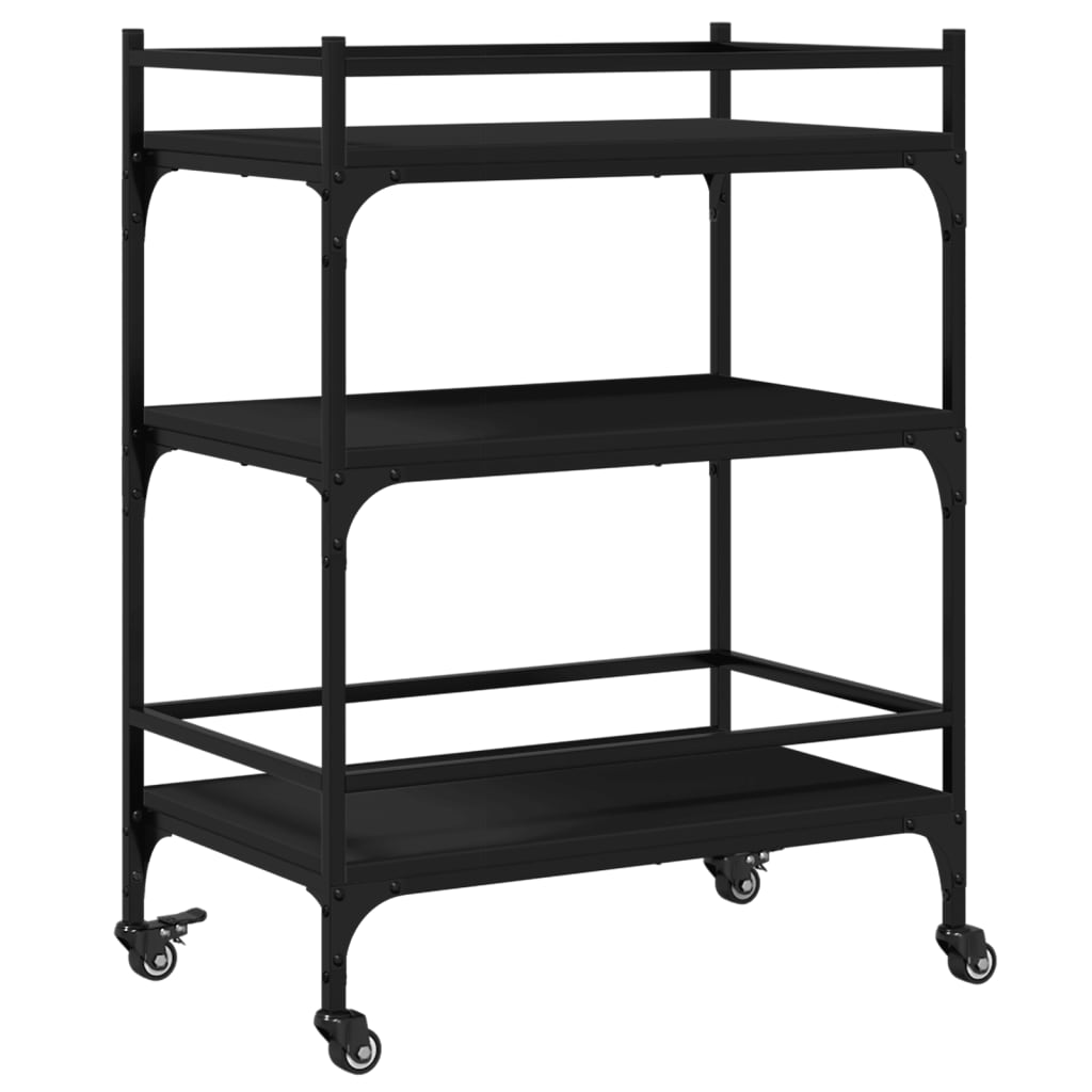 vidaXL Kitchen Trolley Black 65x40x86.5 cm Engineered Wood