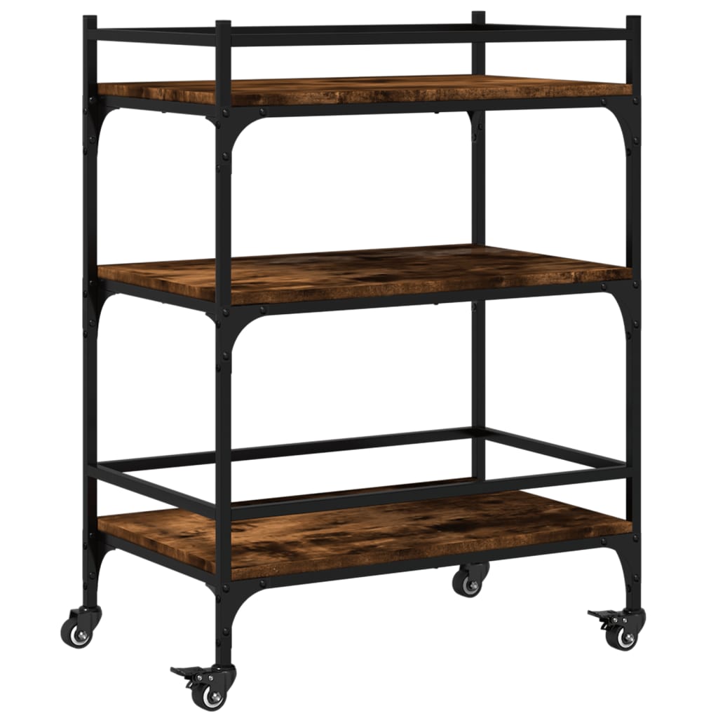 vidaXL Kitchen Trolley Smoked Oak 65x40x86.5 cm Engineered Wood