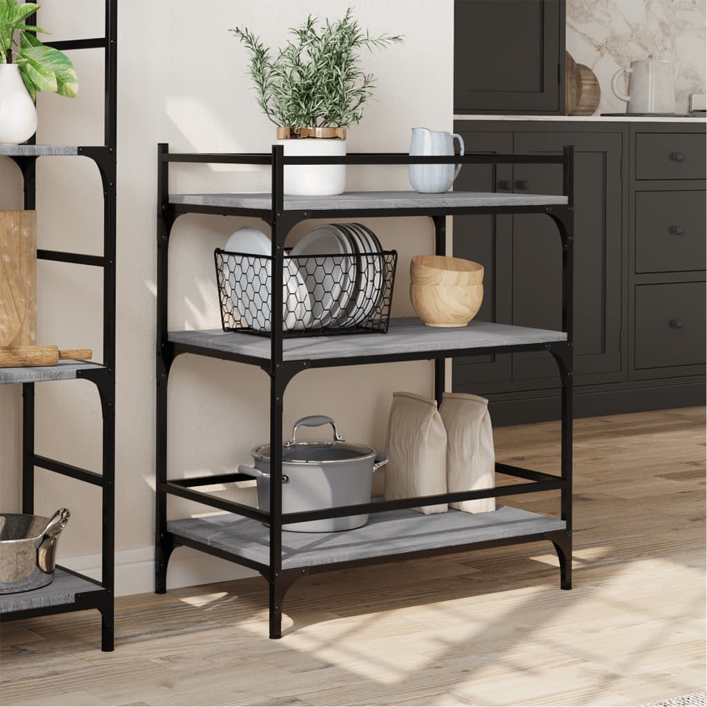 vidaXL Kitchen Trolley Grey Sonoma 65x40x86.5 cm Engineered Wood