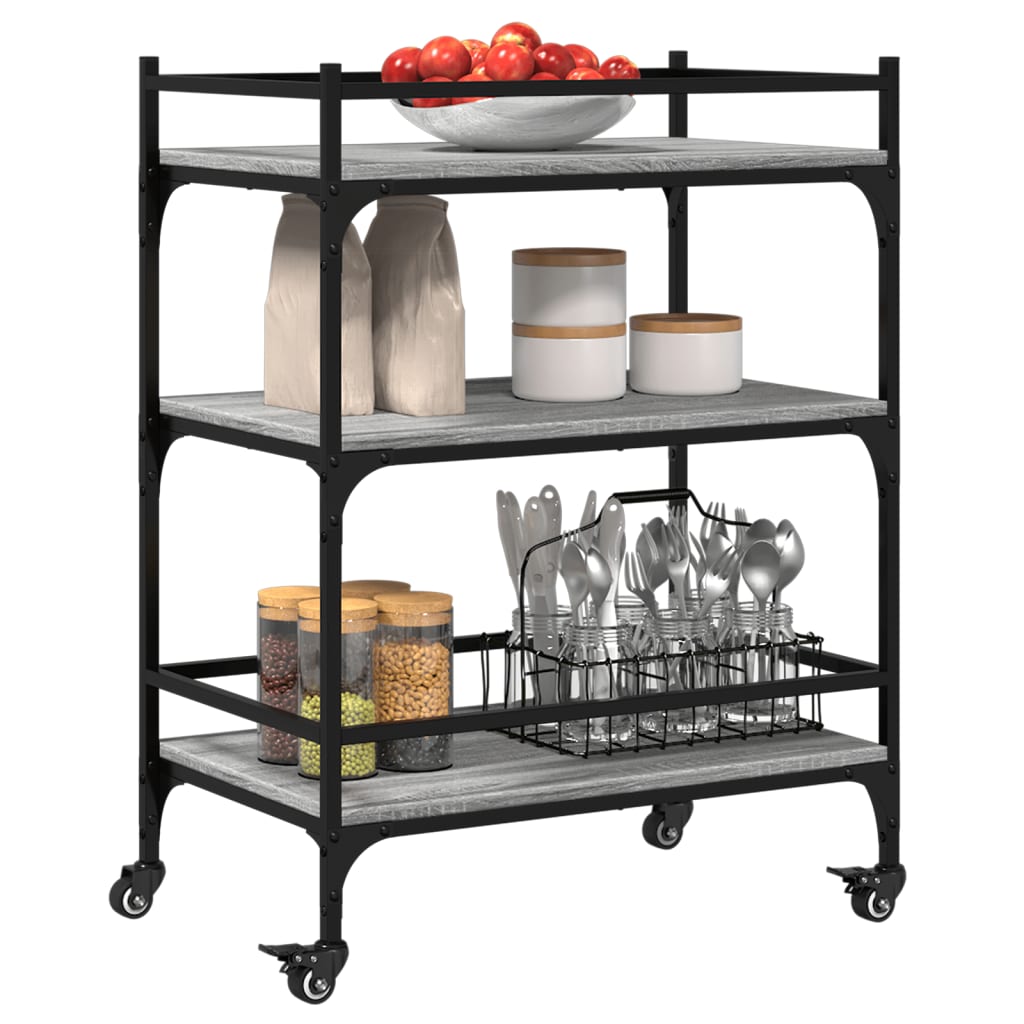 vidaXL Kitchen Trolley Grey Sonoma 65x40x86.5 cm Engineered Wood