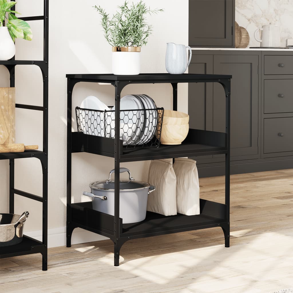 vidaXL Kitchen Trolley Black 60x41x80.5 cm Engineered Wood