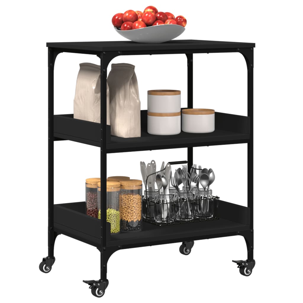 vidaXL Kitchen Trolley Black 60x41x80.5 cm Engineered Wood