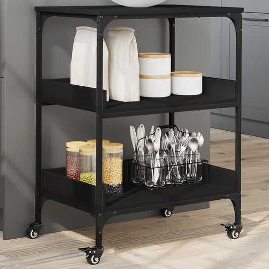 vidaXL Kitchen Trolley Black 60x41x80.5 cm Engineered Wood