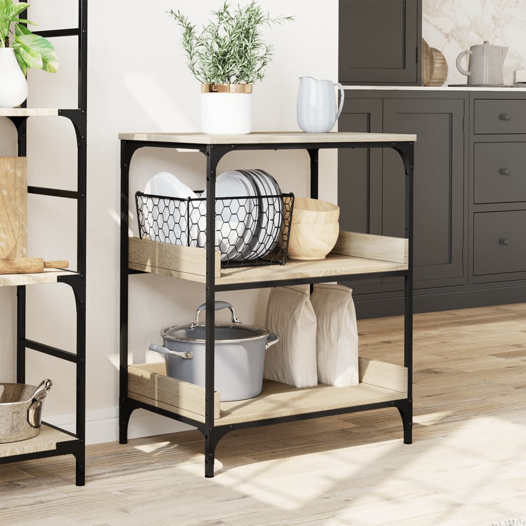 vidaXL Kitchen Trolley Sonoma Oak 60x41x80.5 cm Engineered Wood