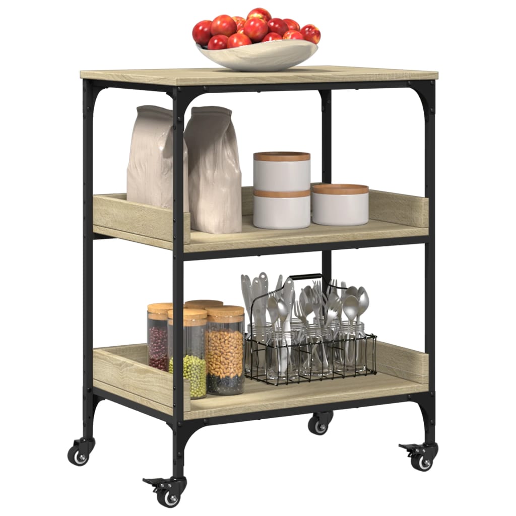 vidaXL Kitchen Trolley Sonoma Oak 60x41x80.5 cm Engineered Wood