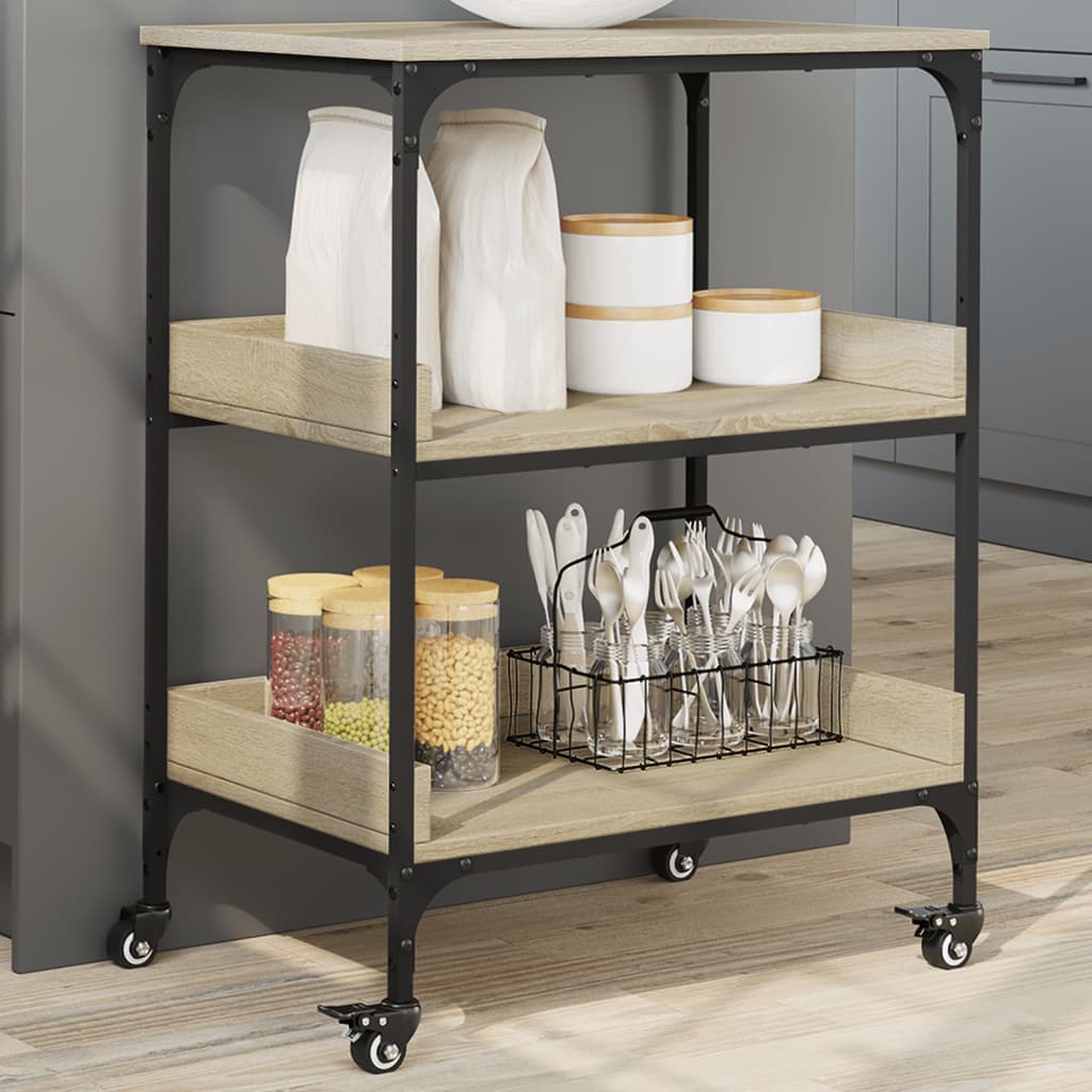 vidaXL Kitchen Trolley Sonoma Oak 60x41x80.5 cm Engineered Wood