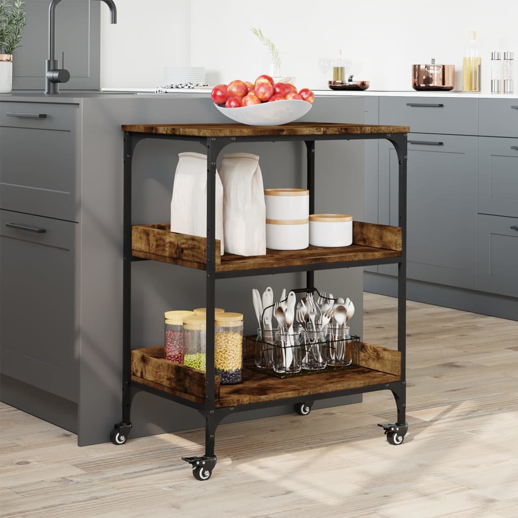 vidaXL Kitchen Trolley Smoked Oak 60x41x80.5 cm Engineered Wood